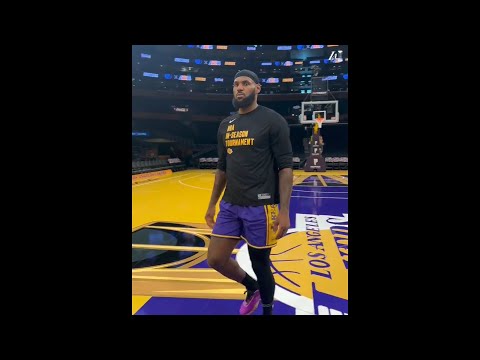 LeBron James testing the squeaks on every part of the new Lakers in-season tournament court 😂
